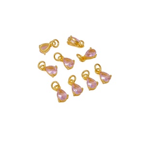 Elegant Pink Amethyst Quartz Teardrop Faceted Gold Plated Charm <b>Pendant</b> <b>Bail</b> Dainty Handmade Jewelry Component for Earrings - Product Image 3