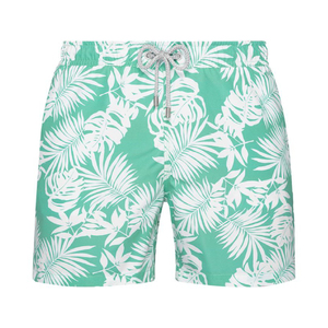 Shorts de Playa para Hombre con Estampado de Palmeras Verdes, Cintura Media, Cordón Ajustable, Traje de Baño de Tela Tejida, Shorts Casuales de Verano - Product Image 5