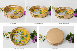 Plateau de service décoratif rond en porcelaine de style contemporain, artisanat impérial, avec imprimé floral, pour la salle à manger, le buffet, l'inauguration de la maison - Product Image 6