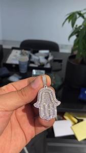จี้รูปมือฮัมซาประดับเพชร จี้มือพระเจ้า สไตล์ฮิปฮอป เครื่องประดับเงินแท้ 925 สำหรับจี้และเครื่องประดับเงินแท้ - Product Image 3
