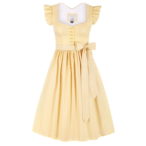 Women's Vintage Dirndl <b>Dress</b> A-Line Midi Short Sleeve Velvet <b>Ruffle</b> Sleeve Pleated Hem with Belt Natural Waistline - Product Image 4