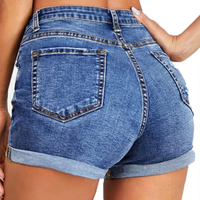 Shorts en jean déchirés décontractés taille basse pour femme, grande taille, style été