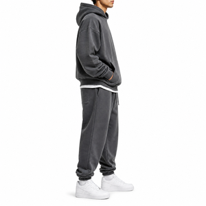 Ensemble de survêtement décontracté de haute qualité pour l'hiver, sweat-shirt à capuche et pantalon de jogging, ensemble personnalisé en molleton pour femmes, hommes et unisexe, 2 pièces - Product Image 3