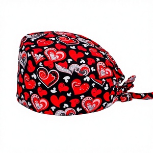 Nouveau bonnet chirurgical unisexe en tissu jersey à motif dessin animé pour cheveux longs, à nouer, pour usage hospitalier, en coton - Product Image 2