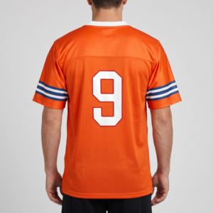 เสื้อเจอร์ซีย์อเมริกันฟุตบอลสีส้มสำหรับผู้ชาย คอวี แขนสั้น เบอร์ 9 พิมพ์ลายด้วยเทคนิคสกรีน ระบายเหงื่อได้ดี ทรงปกติ สำหรับผู้ใหญ่ - Product Image 4