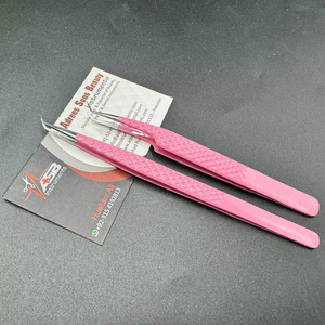 Pinces à cils de précision en acier inoxydable avec poignée diamantée rose et violette, pointes à 45 et 90 degrés pour extensions de cils - Product Image 2