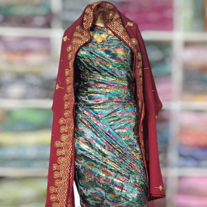 Robe luxueuse Somali Maqbal Dirac en jacquard par un fabricant indien, design doré scintillant pour les événements spéciaux - Product Image 6