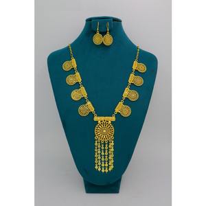 Necklace With Earrings <b>Jewellery</b> Set Gold plated Pure <b>Brass</b> High Quality India Dubai Necklace Design Necklace <b>Jewellery</b> Set - Product Image 6