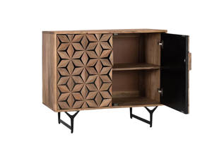 ตู้เก็บของไม้เนื้อแข็งแบบโมดูลาร์ ดีไซน์ยุโรป ทนทาน สำหรับห้องนั่งเล่น ตู้ข้างวางของตกแต่งพร้อมฐานโลหะ - Product Image 3