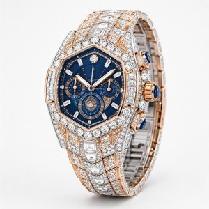 Reloj de lujo para mujer con diamantes en oro amarillo, caja poligonal, pulsera mecánica - Product Image 6