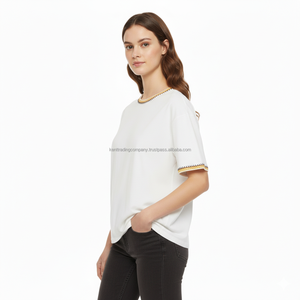 เสื้อยืดคอตตอน 100% แบรนด์ส่วนตัวสำหรับผู้หญิง สกรีนโลโก้ได้ตามต้องการ เสื้อยืดเปล่าคุณภาพสูง เนื้อผ้านุ่ม ผู้ผลิตเสื้อยืดผู้หญิง ขายส่ง - Product Image 2
