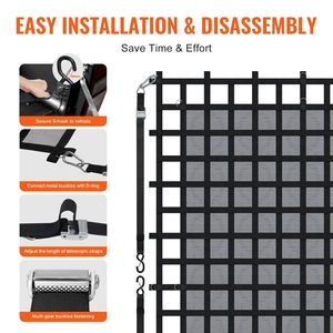 Rete di Fissaggio per Carichi Pesanti per Cassone del Camion 120 x 105 Pollici con 4 Cinghie Regolabili, Moschettoni e Ganci a S, Accessorio Resistente all'Usura - Product Image 5