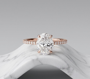 แหวนหมั้นเพชรทรงรีเคลือบทอง 18K 14K เพชรเพาะเลี้ยงในห้องปฏิบัติการ แหวนเพชรเม็ดเดี่ยวแบบฝังเพชรรอบวง แหวนเครื่องประดับคุณภาพสูงสำหรับผู้หญิง - Product Image 1