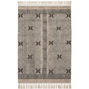 Alfombras de Área Hechas a Mano de Algodón con Tejido Plano, Antideslizantes, Lavables, Reversibles, con Estampado de Bloques, Tamaño Personalizado para Sala de Estar, Dormitorio, Oración - Product Image 1