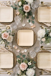 Elegant 10-Inch Square Areca Palm Leaf <b>Disposable</b> <b>Plates</b> for Party Starters Desserts Meal Presentation Healthy Food Freezer Safe - Product Image 1