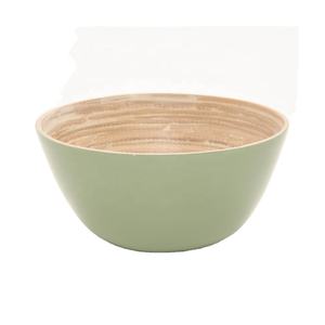 Artisanat vietnamien grand saladier léger écologique filé bambou vaisselle ensemble personnalisé emballage cuisine bois - Product Image 6