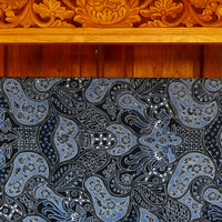 Kain Katun Batik Tulis Indonesia Buatan Tangan dengan Motif Sekar Jagad Tradisional, Warna Indigo Biru, Bahan Tekstil Premium