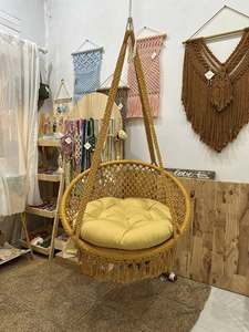 Hamaca de macramé con palo de madera, muebles de exterior al por mayor, columpio bohemio, hamaca colgante tejida a mano - Product Image 4