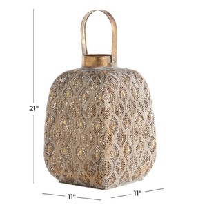High Quality Square <b>Brass</b> <b>Lantern</b> with Intricate Cutout Pattern for Home Decoration Durable Finish - Product Image 5
