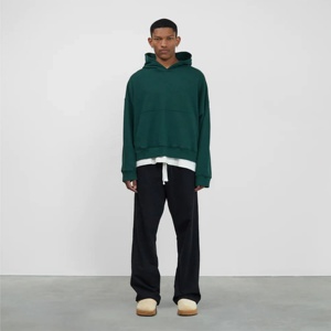 Hoodie Oversize Vert Forêt Personnalisé OEM en Coton Épais avec Poche Kangourou – Style Streetwear Vierge - Product Image 2