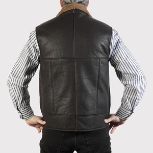 Men Caramel Nappa Lambskin Genuine Leather <b>Sheepskin</b> <b>Gilet</b> Vest - Product Image 2