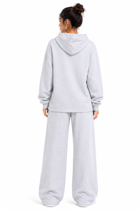 Ensemble de survêtements amples et décontractés pour femmes, avec logo personnalisé, en coton épais, style minimaliste, pour le loungewear, OEM - Product Image 2