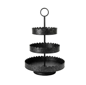 Vintage Galvanized Metal <b>3</b>-<b>Tiered</b> Serving <b>Stand</b> Modern Decorative Cupcake & Dessert Display Server For Home Kitchen & Events - Product Image 2