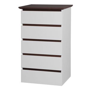 Commode moderne à 5 tiroirs pour chambre à coucher, en noyer blanc, avec armoire de rangement et organisateur - Product Image 6