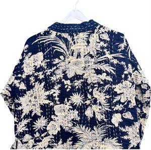 Printed Kantha Jacket for Women Handmade Cotton Indian Quilted <b>Robe</b> with Floral Pattern Long Winter <b>Coat</b> - Product Image 4