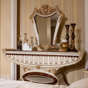 Envío Gratis, Juego de Dormitorio de Lujo en Madera de Caoba Maciza Dorada, Estilo Antiguo, Tamaño King, Muebles Tapizados de Estilo Francés, Hecho en Indonesia - Product Image 5