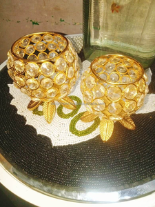 Bougeoir votif en cristal fait à la main support de lampe chauffe-plat vaisselle décorative pièce maîtresse élégante pour la décoration intérieure élégante - Product Image 3