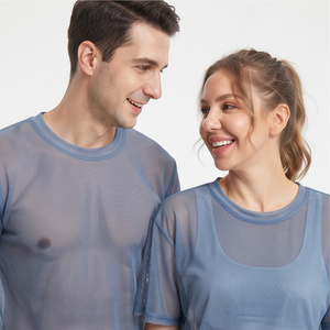 T-shirt en maille transparente haute performance, respirant et léger, 100 % polyester, idéal pour l'été - Product Image 3