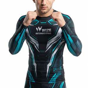 WIZE INTERNATIONAL Men's Full Sleeve Rash Guard Sublimation Print Quick Dry Spandex Polyester <b>Compression</b> <b>Shirt</b> - Product Image 1