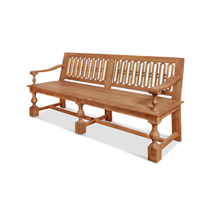 Solid Teak Wood <b>Bench</b> with Backrest and Armrests Classic Wooden <b>Bench</b> for <b>Indoor</b> Outdoor Furniture - Product Image 2