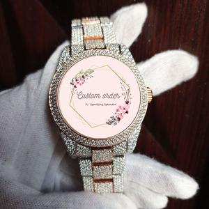 Montre analogique pour homme en moissanite haute qualité, cadran arabe, mouvement automatique, bracelet argenté, faite à la main, style Iced Out - Product Image 1