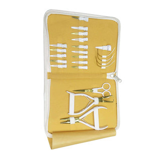 Pinzas de Precisión para Extensiones de Cabello de Acero Inoxidable Color Plasma Blanco Dorado de Calidad Premium, Kit de Herramientas Profesional para Salón, Agarre Duradero - Product Image 2