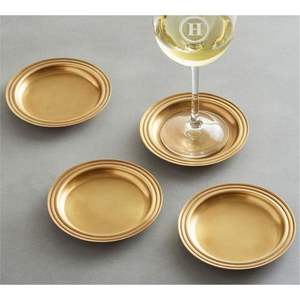 Lot de sous-verres métalliques haut de gamme, finition laiton antique, accessoires de table décoratifs résistants à la chaleur - Product Image 6