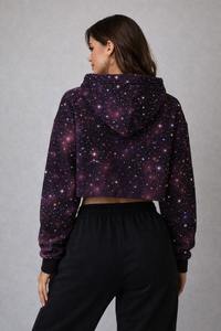 Sudadera con capucha de punto lavada con pedrería integral personalizada, estilo moderno, con estampado cosmético sublimado, tipo crop top, con pedrería, USA - Product Image 5