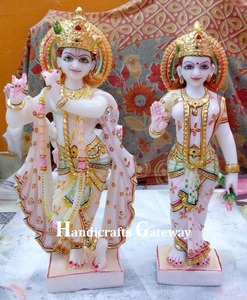 Estatua de Radha Krishna en Mármol Blanco de Makrana, Escultura Religiosa Hecha a Mano con Diseño Moderno, Duradera para Hogar u Oficina - Product Image 2