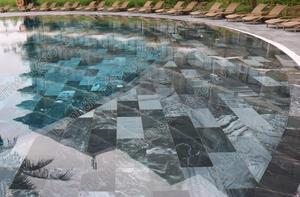 Piscine de luxe moderne en marbre rayé noir et blanc poli, imperméable, pour intérieur et extérieur, idéale pour villas et complexes hôteliers - Product Image 4