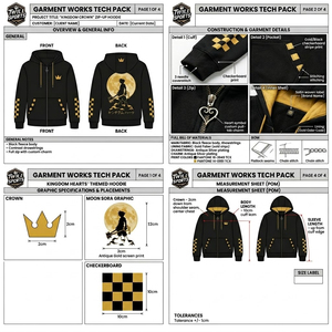 Sudadera con Capucha Unisex Negra de Felpa Twill, Diseño Oversize con Logotipo de Corona Dorada y Mangas con Estampado de Tablero de Ajedrez, Ropa Casual de Invierno - Product Image 5