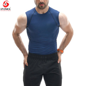 Men's Blue Short Sleeve <b>Compression</b> <b>Shirt</b> Quick Dry Eco-Friendly 100% Polyester Workout Top for Gym Fitness Adults Wholesale - Product Image 1