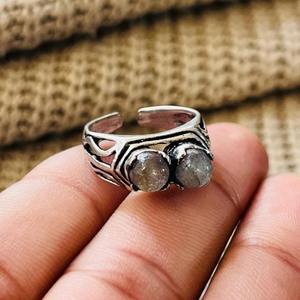 Unique Latest Bohemian Double Labradorite Brass <b>Ring</b> Oxidized Silver Plated <b>Adjustable</b> Vintage <b>Ring</b> Wholesale <b>Ring</b> For Women - Product Image 2