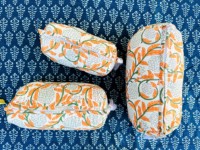 Sac de toilette en coton fait main, durable, réutilisable, écologique, avec fermeture éclair, grand, léger, vintage, résistant à l'eau