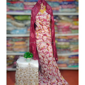 Maqbal Golden Glitter Velvet Jacquard Twill Plain Fabric <b>Set</b> for Ladies' Evening Party Wear - Product Image 6