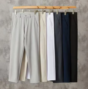 Pantalon de Costume Décontracté Premium pour Homme, Coupe Droite, Plissé à l'Avant, Léger, Sans Repassage, Taille Extensible - Product Image 1