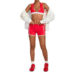 Conjunto Deportivo OEM 2026 para Mujer, Top Deportivo y Pantalones Cortos en Color Contrastante, Ropa de Yoga de Alto Impacto para Gimnasio, Running y Fitness - Product Image 1