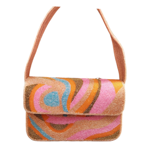 Sac à bandoulière artisanal brodé de perles motif palmier pour femme, sac à main tendance en perles de rocaille, pochette de soirée, de mariage ou de mariée - Product Image 2