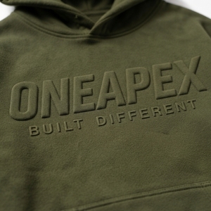Sudadera con Capucha para Hombre, Color Verde Oliva, Tejido Grueso Lavado, Estilo Oversize, Logotipo Grabado, Ropa Urbana, OEM ODM - Product Image 4