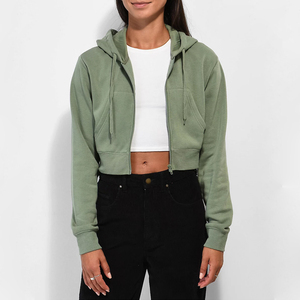 Wholesale Women Cropped <b>Zip</b> Hoodie Personalized Design High Quality Breathable Fabric Durable Stitching OEM Service Best Price - Product Image 2